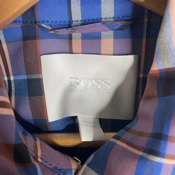 Hugo Boss Checkinada Glen Check Trench Coat Blue - Picture 5 of 8